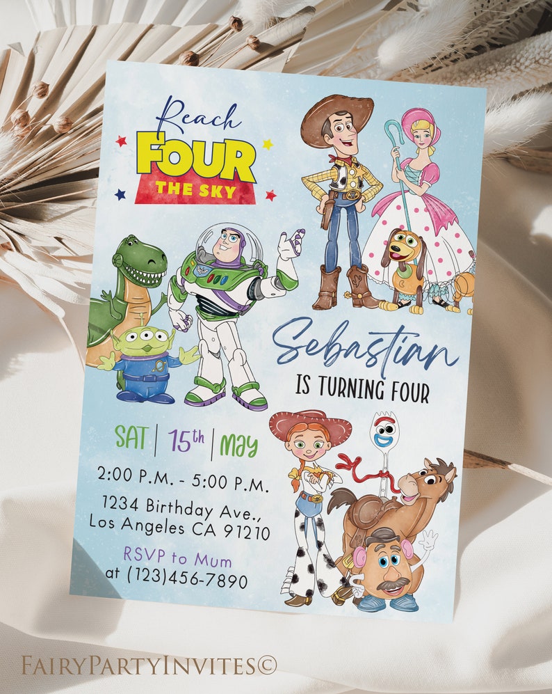 Toy Story 5x7 Birthday Invitation, Instant Download Editable Template