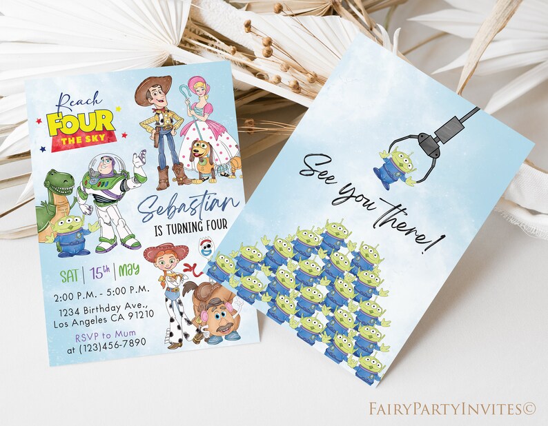 Toy Story 5x7 Birthday Invitation, Instant Download Editable Template