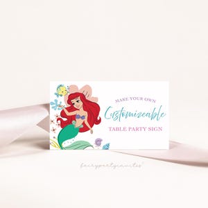 The Little Mermaid Place Card, The Little Mermaid Food Tent, The Little Mermaid Folded Tent Card, The Little Mermaid Place Card - DP01