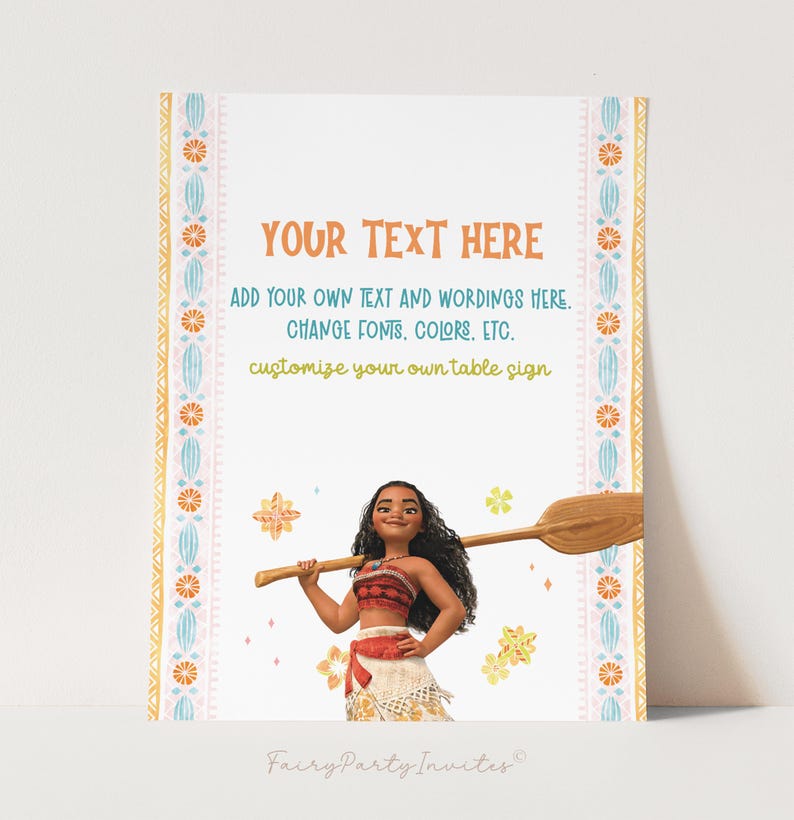 Moana Birthday Party Table Sign, Moana Party Sign, Moana Party Favor Treat Sign, Moana Theme Birthday Party Table Sign, Moana Banner