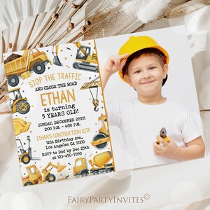 Construction Invitation Template, Construction Invitation, Construction Thank You Tag, Construction Birthday Editable Invitation – CP02