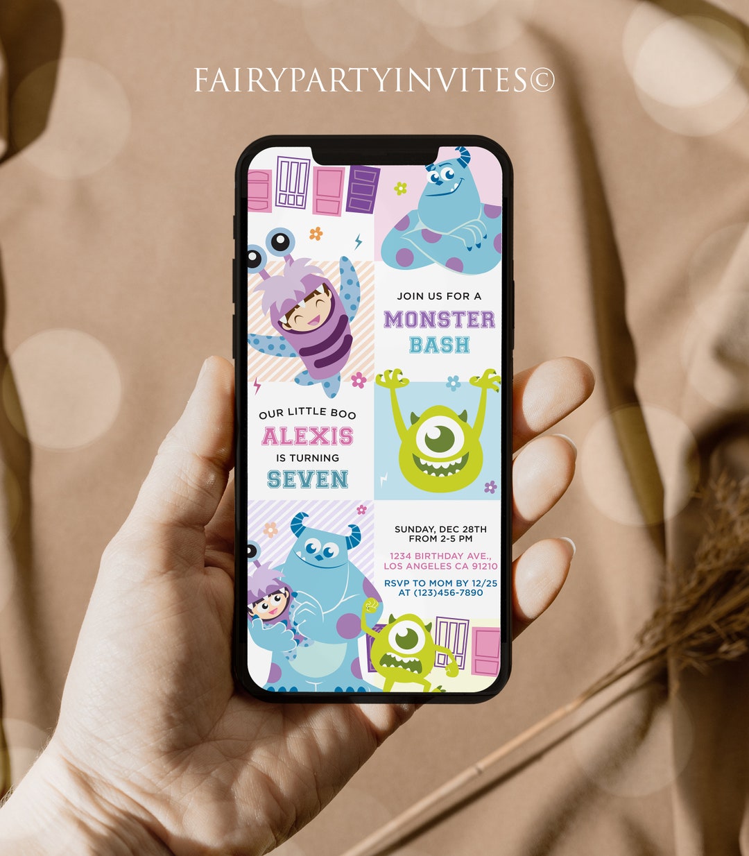 Monsters Inc Birthday Invitation Template, Monsters Inc Electronic ...
