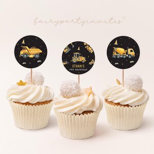 Konstruktion, Cupcake Topper, Konstruktion Party druckbarer Cupcake Topper, Konstruktion Party Topper - DP03