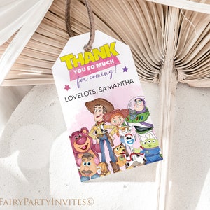 Toy Story Pink Editable Favor Tag, Toy Story Pink Gift Thank You Tag Instant Download, Toy Story Pink Party Favor Tag - TSP01