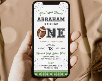 Football Phone Birthday Invitation Template, Football Electronic Invitation, Electronic Invite, Football Editable Phone Invite - FTB01