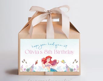 Little Mermaid Gable Box Label: Party Favor Treat Sign (Digital Download)