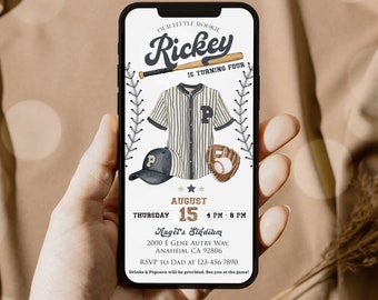 Baseball Birthday Invitation Template: Phone Electronic Invite (BBALL01)
