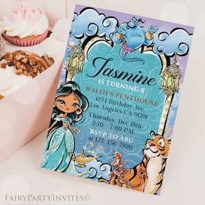 Jasmine Invitation Template, Jasmine Invitation, Jasmine Thank You Tag, Jasmine Birthday Editable Invitation – PJ01
