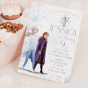 Ice Princess Birthday Invitation Template, Ice Princess Invitation, Ice Princess Thank You Tag, Ice Princess Editable Invitation - FR01