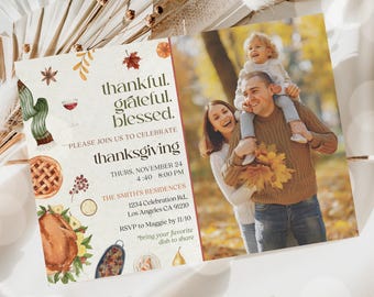 Editable Thanksgiving Dinner Invitation Template (Digital Download)