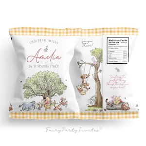 Modèle d'étiquette de sac à croustilles Winnie l'ourson, étiquette de sac à collations croustilles Winnie l'ourson, Winnie l'ourson sac à croustilles cadeau téléchargement immédiat - WTP01