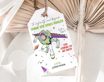 Buzz Lightyear Favor Tag, Toy Story Thank You, Editable Birthday Party (Digital)