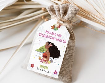 Moana Favor Tag: Editable Birthday Gift Tag (Instant Download)