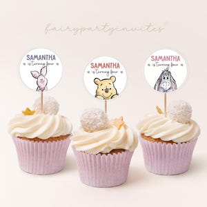 Winnie The Pooh Cupcake Topper, Winnie The Pooh druckbare Cupcake Topper, Winnie The Pooh Cake Topper Instant Download - WTP01