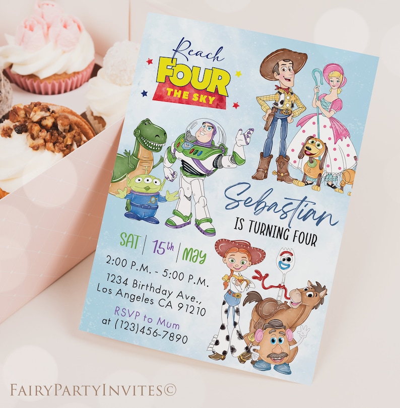 Toy Story 5x7 Birthday Invitation, Instant Download Editable Template