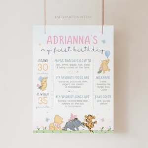 Tablero de hitos de Winnie The Pooh, Estadísticas de hitos de Winnie The Pooh, Banner de bienvenida de cumpleaños de Winnie The Pooh, Banner de Winnie The Pooh - WTP02