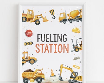 Construction Birthday Party Sign: Fueling Station Decor (Digital Download)