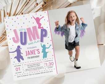 Jump Trampoline Birthday Invitation Template (Digital Download)