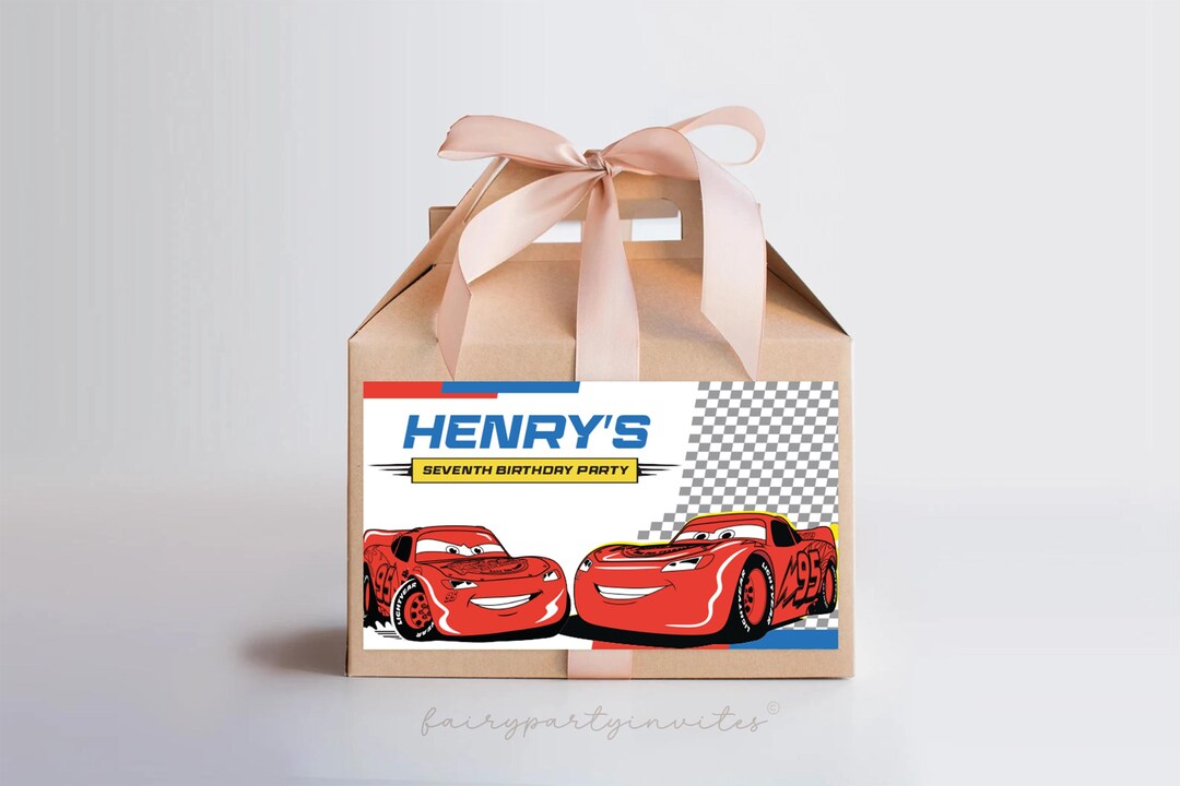 Lightning Mcqueen Gable Box Label: Cars Favor Treat Box Sign (digital ...