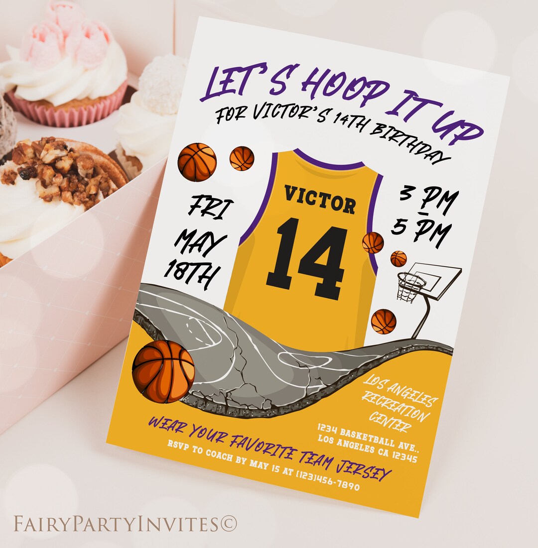 Basketball Birthday Invitation Template Printable, Basketball Birthday