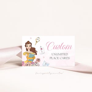 Beauty and The Beast Place Card Template, Belle Food Tent Editable Template, Beauty and The Beast Folded Tent Card, Belle Place Card  - PB01