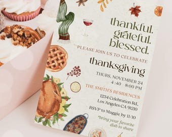 Thanksgiving Dinner Invitation Template: Editable Holiday Invite (Digital Download)
