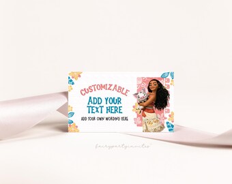 Plantilla de tarjeta de lugar de Moana: Carpa de comida editable (descarga instantánea)