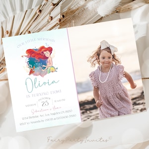 Little Mermaid Ariel Invitation Template, Little Mermaid Ariel Invitation, Little Mermaid Ariel Birthday Editable Invite – TLM01