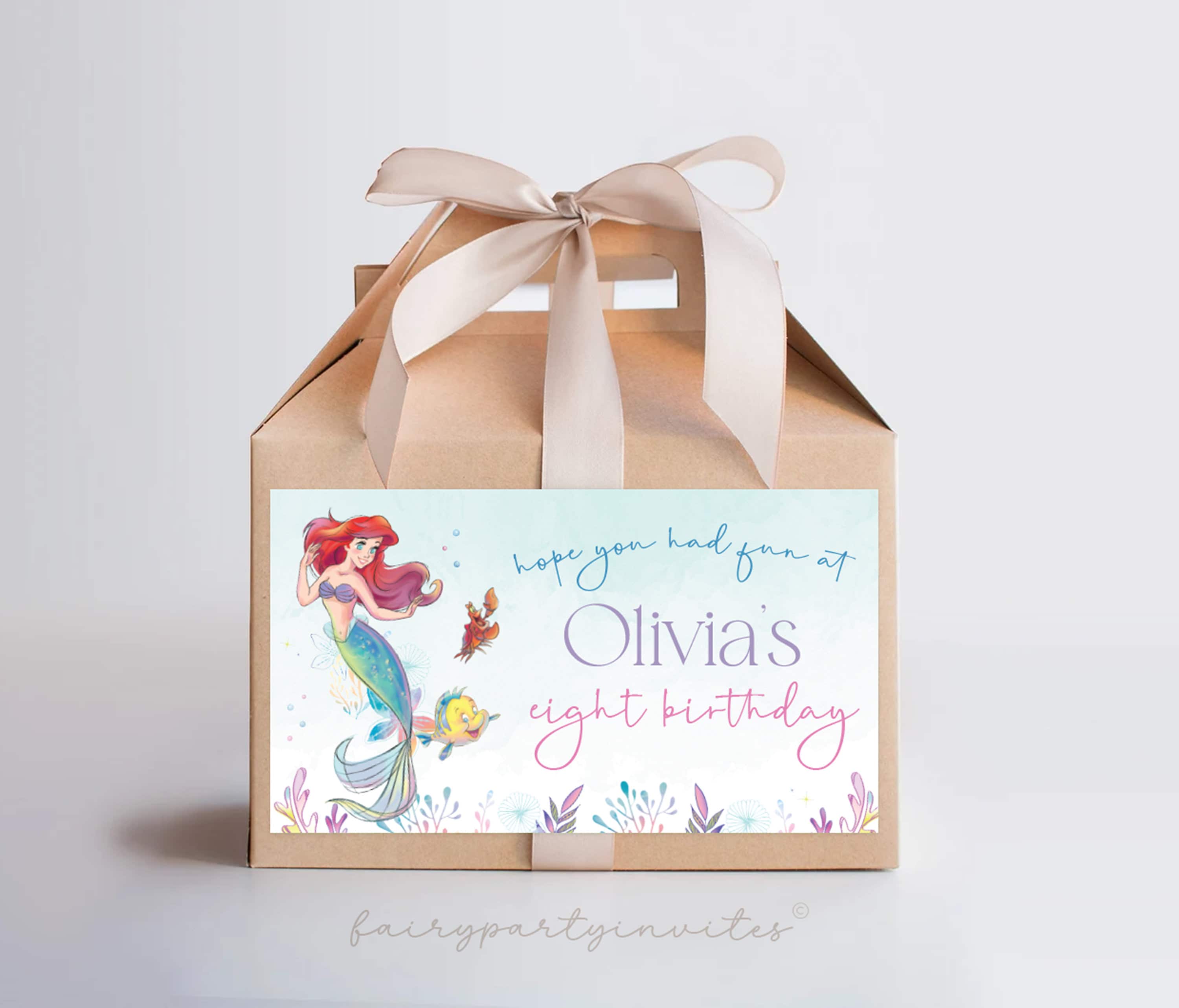 The Little Mermaid Gable Box Label, The Little Mermaid Favor Treat Box Label, The Little Mermaid Party Favor Box Treat Sign - TLM01