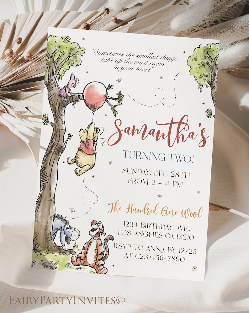 Winnie the Pooh Birthday Invitation Template Winnie the Pooh Etsy