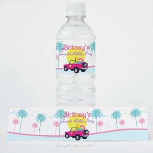 Malibu Summer Water Bottle Label Template, Fashion Doll Malibu Bottle Wrapper, Fashion Doll Malibu Party Favor Instant Download - BRB01