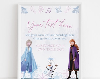 Ice Princess Birthday Party Table Sign: Editable Template (Digital Download)