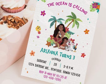 Moana Birthday Invitation Template: Editable Party Invite