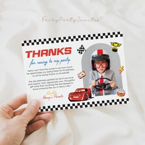 Lightning Mcqueen Cars Dankeskartenvorlage, Radiator Springs Geburtstags-Dankeskarte, Lightning Mcqueen Bearbeitbare Dankeskarte - LM03