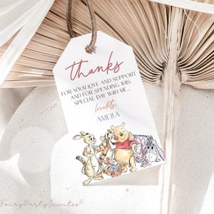 Winnie The Pooh Editable Favor Tag, Winnie The Pooh Gift Thank You Tag Instant Download, Winnie The Pooh Party Favor Tag – WTP01