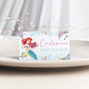 The Little Mermaid Place Card, The Little Mermaid Food Tent, The Little Mermaid Folded Tent Card, The Little Mermaid Place Card
