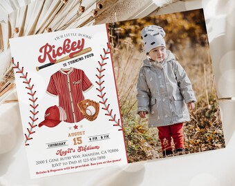 Baseball Birthday Invitation Template: Editable Party Invite (BBALL01)