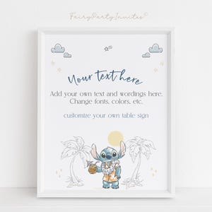 Lilo & Stitch Geburtstagsparty Tischschild, Stitch Party Geschenk, Stitch Party Geschenk behandelt, Stitch Thema Geburtstagsparty Tischschild - STI01
