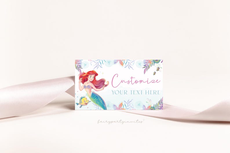 The Little Mermaid Place Card, The Little Mermaid Food Tent, The Little Mermaid Folded Tent Card, The Little Mermaid Place Card