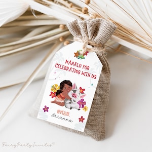 Moana Editable Favor Tag, Moana Gift Thank You Tag, Instant Download Moana Birthday Invitation, Moana Party Favor Tag – MOA01