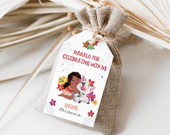 Moana Favor Tag: Editable Birthday Gift Tag (Instant Download)