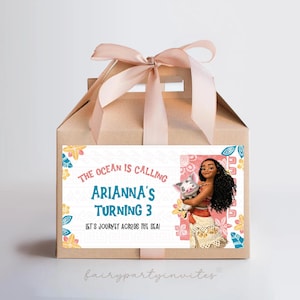Moana Gable Box Label, Moana Favor Treat Box Label, Moana Party Favor Box Treat Sign, Moana Party Gable Label - MOA01