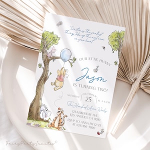 Winnie The Pooh Birthday Invitation Template, Winnie The Pooh Birthday Invitation,  Winnie The Pooh Birthday Editable Invitation - WTPB01