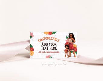 Plantilla de tarjeta de lugar de Moana: Carpa de comida editable (descarga instantánea)