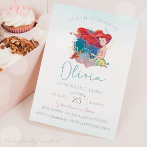 Little Mermaid Ariel Invitation Template, Little Mermaid Ariel Invitation, Little Mermaid Ariel Birthday Editable Invite – TLM01