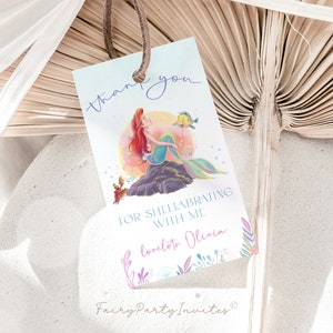 Little Mermaid Ariel Editable Favor Tag, Little Mermaid Ariel Gift Thank You Tag, Little Mermaid Ariel Party Favor Tag – TLM01