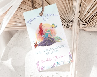 Little Mermaid Ariel Favor Tag: Editable Thank You Gift (Digital Download)