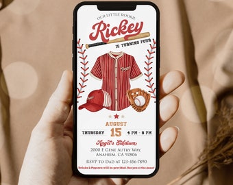 Baseball Birthday Invitation Template: Electronic Phone Invite