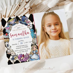 Alice in Wonderland Birthday Invitation Template Printable, Alice in Wonderland Birthday Invitation, Editable Alice Invitation – AIW01