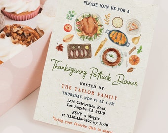 Thanksgiving Potluck Invitation: Editable Template (Digital Download)